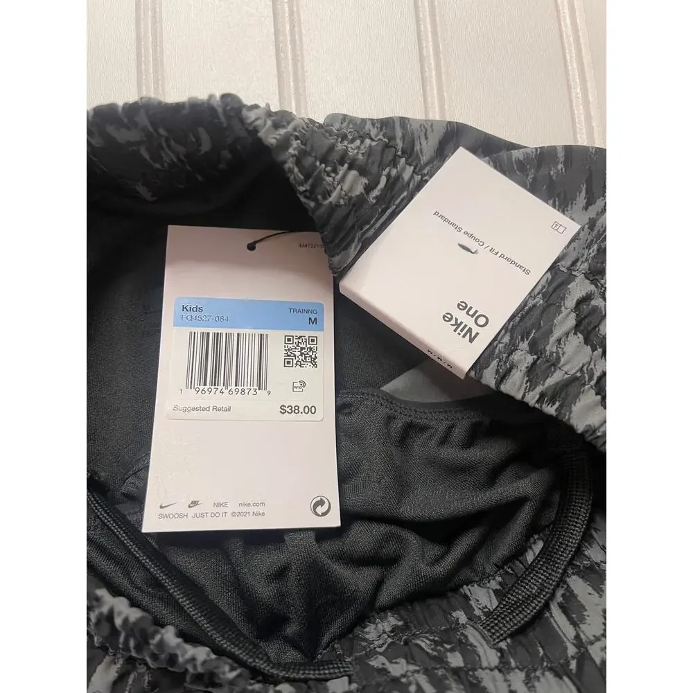 NWT Nike Girls One Woven High-Waisted Shorts Black Gray - Size Girl's‎ Medium